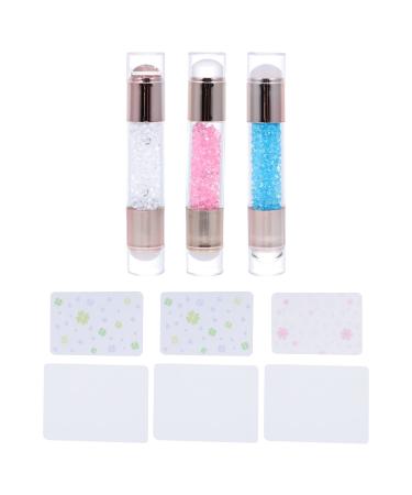 Minkissy 3 sentences nail stamp nail manicure agent silicone stamp gel nail embossing plates nail art stamp head nail art pressure tool diy nail stamping france with diamond pebble gel