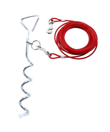 DasMarine 6m Dog Tie Out Cable and Stake for Dogs 42cm Chrome Plated Anti Rust Stake Great for Camping or the Garden Suitable for Harness Leash & Chain Attachments