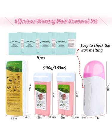 Roll-On Wax Warmer Kit for Hair Removal - Painless Waxing for Eyebrow, Face, Body - Includes Rose & Pink Cartridges - Home Waxing Kit - Buy Online on SooperMarket.com
