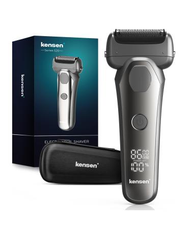 Electric Razor for Men KENSEN Electric Shavers Men Cordless Watreproof Mens Shaver Wet and Dry Electric Razors Foiling Shavers for Men with USB Charging and Pop-Up Trimmer Mens Gray