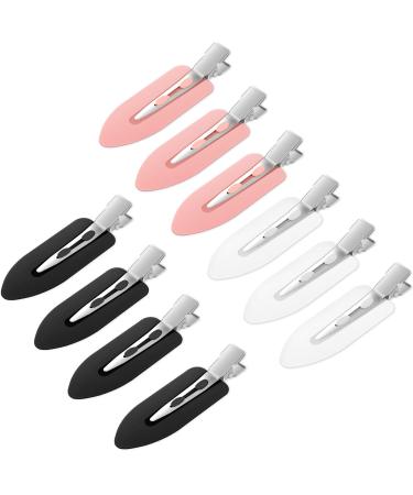 Sularpek 10 Pcs No Bend Hair Clips Makeup Hair Clip No Crease Hair Pin Clips Styling Curl Clips Accessories for Hair Styling Face Washing Makeup Application(Pink White Black) 1 count (Pack of 10)