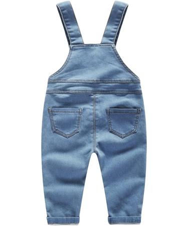KIDSCOOL SPACE Baby & Little Boys/Girls Water Washed Ripped Soft Denim Overalls 2-3 Years Light Blue-2061 - Buy Online on SooperMarket.com