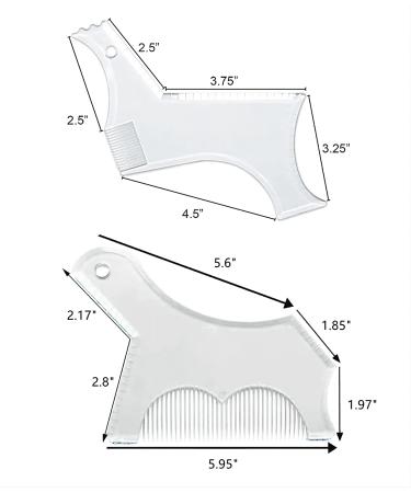 Men's Beard Shaping Tool with Inbuilt Comb - Clear 2pcs | Styling Comb for Goatee Mustache Sideburns | Jaw Cheek/Neck Line Templates for Symmetric/Curve/Step Cut - Buy Online on SooperMarket.com