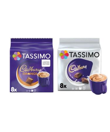 Tassimo Cadbury 8 T-Discs + Cadbury Orange 8 T-Discs Hot Chocolate (Total - 2 Packs - 16 T-Discs)