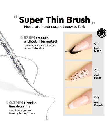 Modelones Gel Polish Nail Art Gel Liner Set - 4 Colors Classic White Black Silver Gold Glitter | French Tip Swirl Nails Design | Soak Off Thin Brush Gel Nail Art Supplies Kit | A-4 Colors Kit - Buy Online on SooperMarket.com