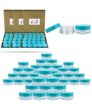Beauticom (200 Pieces Jars + Lid) 3G/3ML Round Clear Jars with TEAL Sky Blue Screw Cap Lids for Scrubs Oils Toner Salves Creams Lotions Makeup Samples Lip Balms - BPA Free 200 Jars Teal