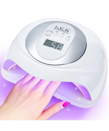 UV Nail Lamp Gel Nail Lamp Nail Dryer 180W Professional UV LED Nail Lamp UV Lamps for Gel Nails with Automatic Sensor/4 Timer Setting UV LED Nail Lamp Curing Lamp for Home Salon 23*11-White