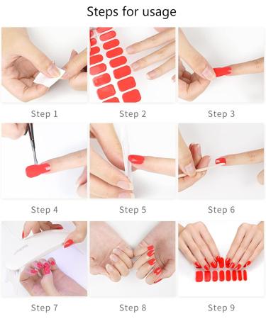 Semi-cured Gel Nail Sticker UV/LED Lamp Required Gel Nail Polish Wrap Fashion Design Gel Nail Art Stickers for Women Winter Autumn 0084 - Buy Online on SooperMarket.com