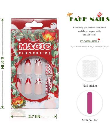 Vatocu Christmas False Nails - Short Red Press on Nails with Snowflakes, Elk, and Snowman Designs - 24pcs for Women and Girls - Buy Online on SooperMarket.com