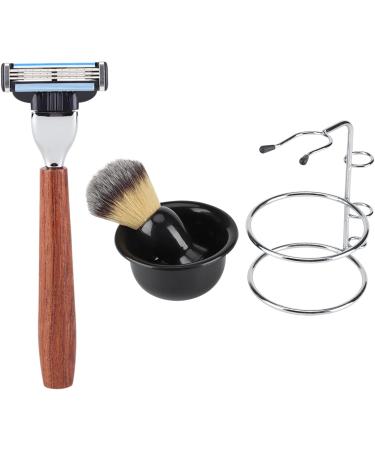 Akozon 4-in-1 Professional Men's Shaving Set - Premium Stainless Steel Kit with Stand Soap Holder & Brush Bowl - Perfect Gift for Grooming - Buy Online on SooperMarket.com