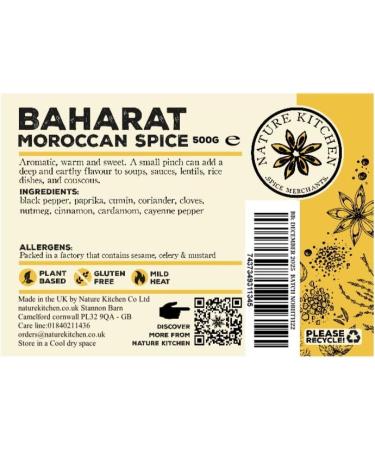 Nature Kitchen Baharat North African Seasoning (Hot) 500g - Gluten-Free & Vegan Cooking Blend for Marinades, Sauces, Frying, Baking, Grilling - Buy Online on SooperMarket.com