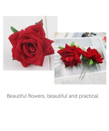 4PCS Small Red Rose Flower Hair Clips - Bridal Hair Pins for Women and Girls - Buy Online on SooperMarket.com