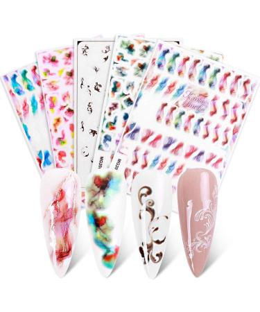 Closer 5 Sheets Blooming Flower Nails Sticker 3D Flower Water Transfer Nail Decals for Nail Art DIY Transfer Sticker - Buy Online on SooperMarket.com