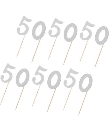 50th Cupcake Toppers Silver Glitter 50 Cupcake Decorations for Birthday Wedding Anniversary Party - Buy Online on SooperMarket.com