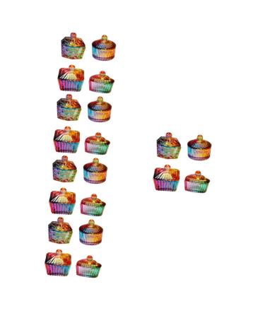 minkissy 20 Pcs Nail Art Crystal Cup Colorful Plates Dappen Dish Mini Candles Nail Accessories Candy Display Rack Mini Jars Kitchen Storage Jar Nail Jewels Candy Jar Mixing Cup Major Glass