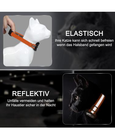 Reflective Airtag Cat Neck Band - Jiarui GPS Collar for Cats & Puppies 9-13 inch - Adjustable with Bell - Orange - Buy Online on SooperMarket.com