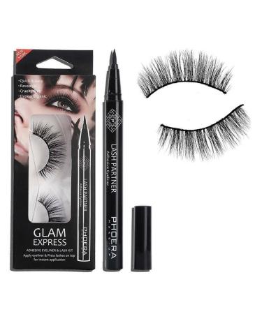AquaPurity PHOERA 9D Synthetic Mink Lashes & Adhesive Eyeliner Kit Reusable up-to 30 times Self-Adhesive Magic Eyeliner Pen With Waterproof No Glue Needed Lashes Set (NEW YORK)