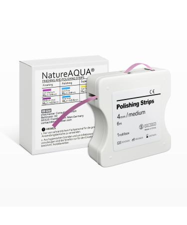 Tooth grinding paper dental polishing strips size medium - 50 m size of the grains - 4mm width - 6m/roll/box Natureaqua Harz Zahn Polier interdental grinding tool (pink)