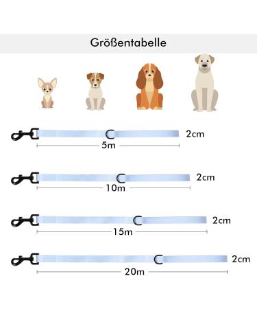 Tag Trag Dog Leash - 20m Light Blue Waterproof Training Line with Handle & D-Ring for Small & Medium Dogs - Buy Online on SooperMarket.com