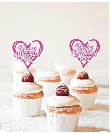 24pcs valentine's day cupcake toppers valentine's day cake decorations (Heart) - Buy Online on SooperMarket.com