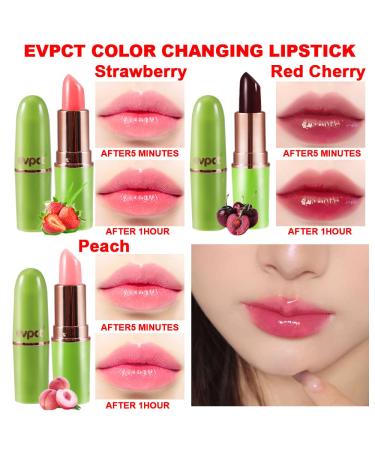 EVPCT 3Pcs Fruit Tinted Lip Balm Set - Long Lasting Color Changing Lipstick Stain for Women & Girls - Korean Mood Queen Lip Tint Gloss - 3 Count Pack - Buy Online on SooperMarket.com