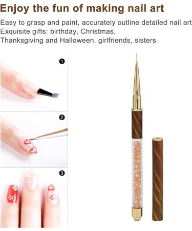 Manicure Liner Pen Nail Rhinestone Picker Dotting Pen Nail Art DIY Decoration Tool for Household Nail Shop (Orange stripes (middle pull cord)) - Buy Online on SooperMarket.com