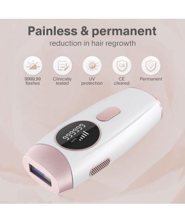 At-Home Permanent Laser Hair Removal Device | 999,999 Flashes | Painless Removal for Women and Men | Suitable for Armpits, Back, Legs, Arms, Face, and Bikini Line - White - Buy Online on SooperMarket.com