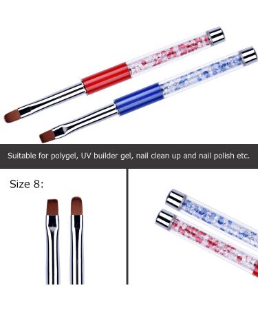 Buy Oval & Flat UV Gel Nail Brush Set | Rhinestone Handle | Professional Multicolor Nail Art Tools for Salon & DIY - Buy Online on SooperMarket.com