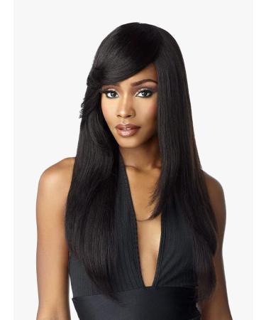 Sensationnel 100% Human Hair Empire Clip In Bangs - SIDE SWEPT BANG (Color:1B Off Black) - Buy Online on SooperMarket.com