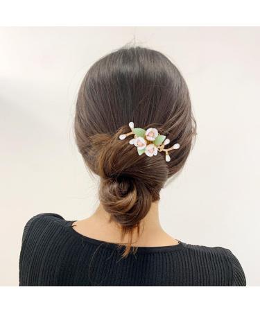 Vintage Asian Chinese Hanfu Pearl Green Jade Hair Combs & Pins Set | Hair Accessories for Women & Girls - Buy Online on SooperMarket.com