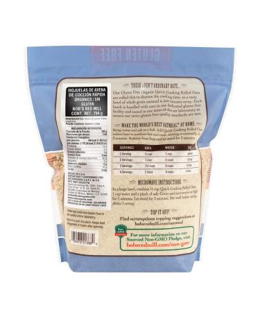 Bob's Red Mill Gluten Free Organic Quick Cooking Oats - 32 Oz | Healthy Breakfast Option - Buy Online on SooperMarket.com