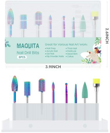 MAQUITA 8pcs Tungsten Steel Electric Nail Drill Bits Set - Manicure Pedicure Kit for Home Salon Use - Buy Online on SooperMarket.com