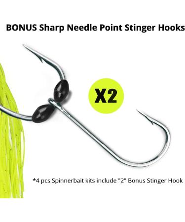 MadBite Spinnerbait Fishing Lures 4pc Multi-Color Kits with Stinger Hooks in Storage Box - 3/8oz Double Willow & Colorado/Willow Blades - Buy Online on SooperMarket.com