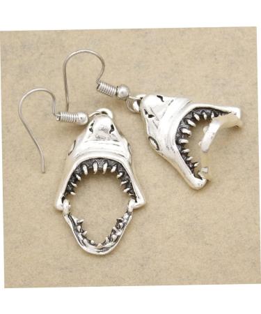 PACKOVE Sterling Silver Earrings 1 pair Earbobs Woman Earrings Girl Fashion Eardrop Mouth Shark for Silver Dress Dangler Night - Buy Online on SooperMarket.com