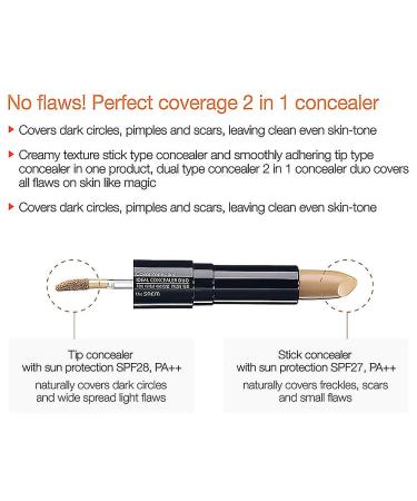 THESAEM Cover Perfection Ideal Concealer Duo - Strong Coverage, Dual Type, Sun Protection - K Beauty (01 Clear Beige) - Buy Online on SooperMarket.com