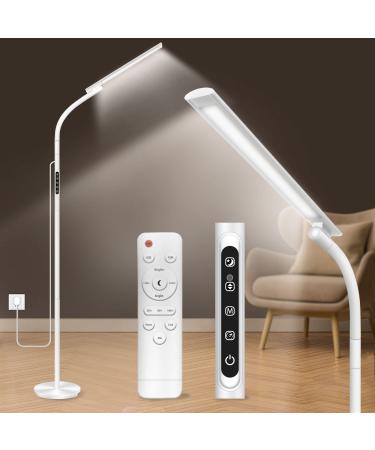 Floor Happy Lamp UV-Free 10000 Lux Sun Lamp Daylight Lamp with Remote & Touch Control & Adjustable Gooseneck for Reading/Office/Home White