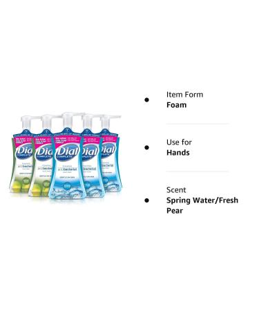 Dial Complete Antibacterial Foaming Hand Soap Variety Pack - Spring Water/Fresh Pear - 7.5oz Each - 5 Count Pack - Anti-Germ Formula - Convenient Hygiene Solution - Buy Online on SooperMarket.com