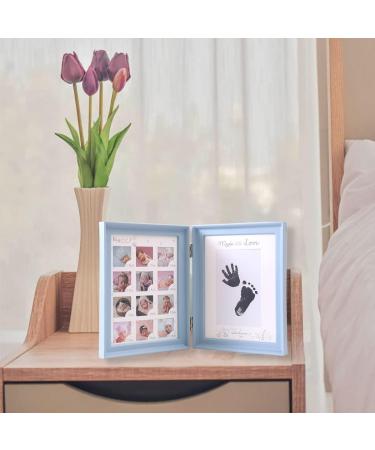 Mikytoper Baby Hand and Footprint Kit - Anniversary Growth Record Baby Gift with Reusable Ink Cartridge Photo Frame - Foldable Blue - Buy Online on SooperMarket.com