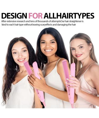 Small Curling Iron for Short Hair | 2 in 1 Mini Hair Straightener & Curler | Tourmaline Ceramic | Pink - Buy Online on SooperMarket.com