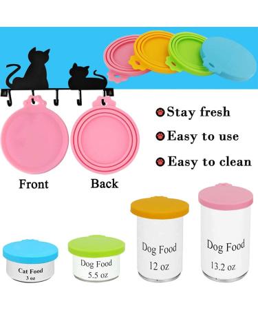 IVIA Pet Food Can Lids - BPA Free Silicone Covers for Dog & Cat Food - Universal Fit - Set of 4 (Blue, Green, Orange, Pink) - Buy Online on SooperMarket.com