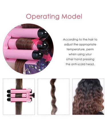 Buy 3 Barrel Waver Iron - Professional Ceramic Hair Curler with LCD Display | Pink Hair Styling Tool for Gorgeous Waves - International Shipping Available - Buy Online on SooperMarket.com