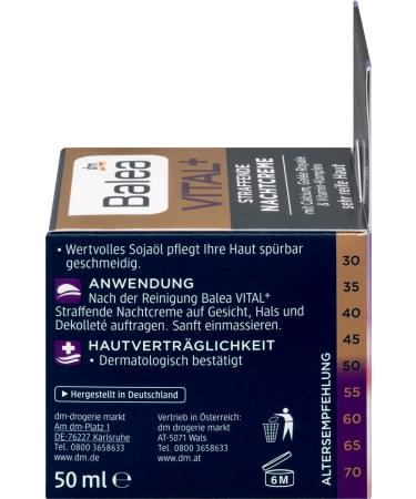 Balea VITAL + Intensive Facial Night Cream 50ml - Best German Skincare for Youthful Skin - Buy Online on SooperMarket.com