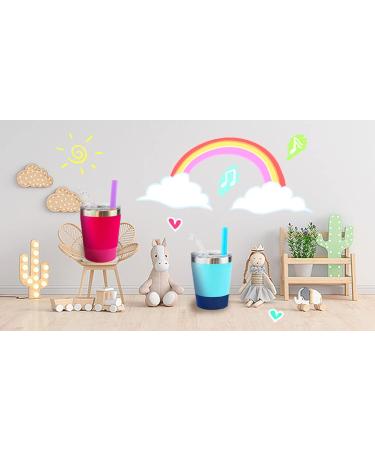 Housavvy 4 Pack 8oz Insulated Stainless Steel Kids Cups with Lids, Straws - BPA Free, Leakproof Toddler Sippy Cups in Navy/Teal/Pink/Rose - Buy Online on SooperMarket.com