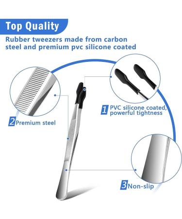 TAMOSH 3 Pack Non-Marring Tweezers - Silicone & Rubber Tips for Precision Lab Work | Curved & Flat Tweezers Ideal for Crafts & Electronics - Buy Online on SooperMarket.com