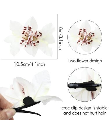 12 Pack Silk Orchid Flower Hair Clips - Tropical Beach Wedding Accessory for Women - Buy Online on SooperMarket.com