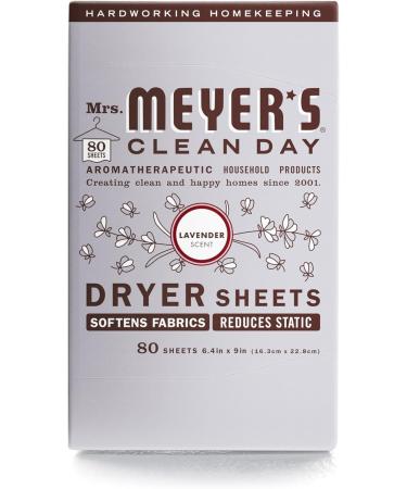 Mrs. Meyer's Clean Day Dryer Sheets Lavender 80-Count Boxes (Pack of 12)