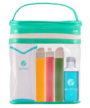 Mapeau wax warmer waxing set for hair removal waxing cartridges kit roll on (wide narrow mini) waxing device fleece stripes and after wax oil with bag