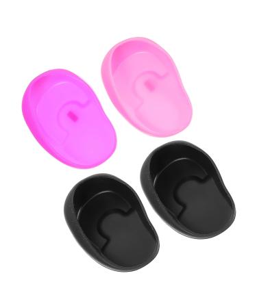 Healeved 4pcs Hair Dye Earmuffs Black Ear Cuff Baking Oil Shawl Silica Gel 7.5x5cm Assorted Color