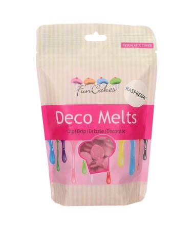 FunCakes Deco Melts Raspberry Flavour - Melt in Microwave Pour in Every Shape Make Candy Drip Cakes Lollipops and Decorate Cakes Cookies and Cupcakes. AZO Free. 250 g