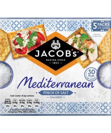 JACOB'S Mediterranean Crackers - Pinch of Salt 190g - PACK OF 6